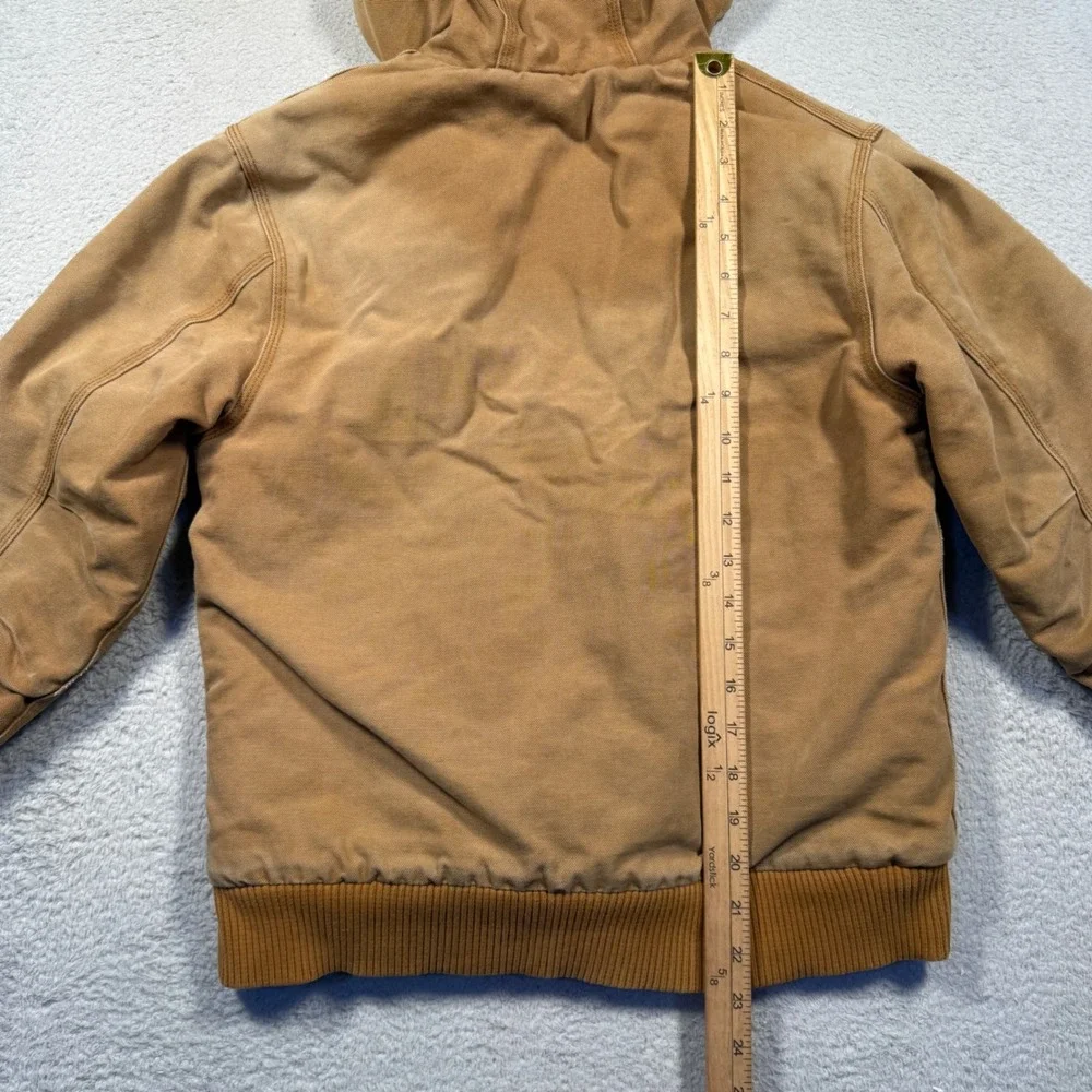 Carhartt Active Jacket Boys M 10-12 Brown Duck Canvas‎ Quilted Faded Distressed